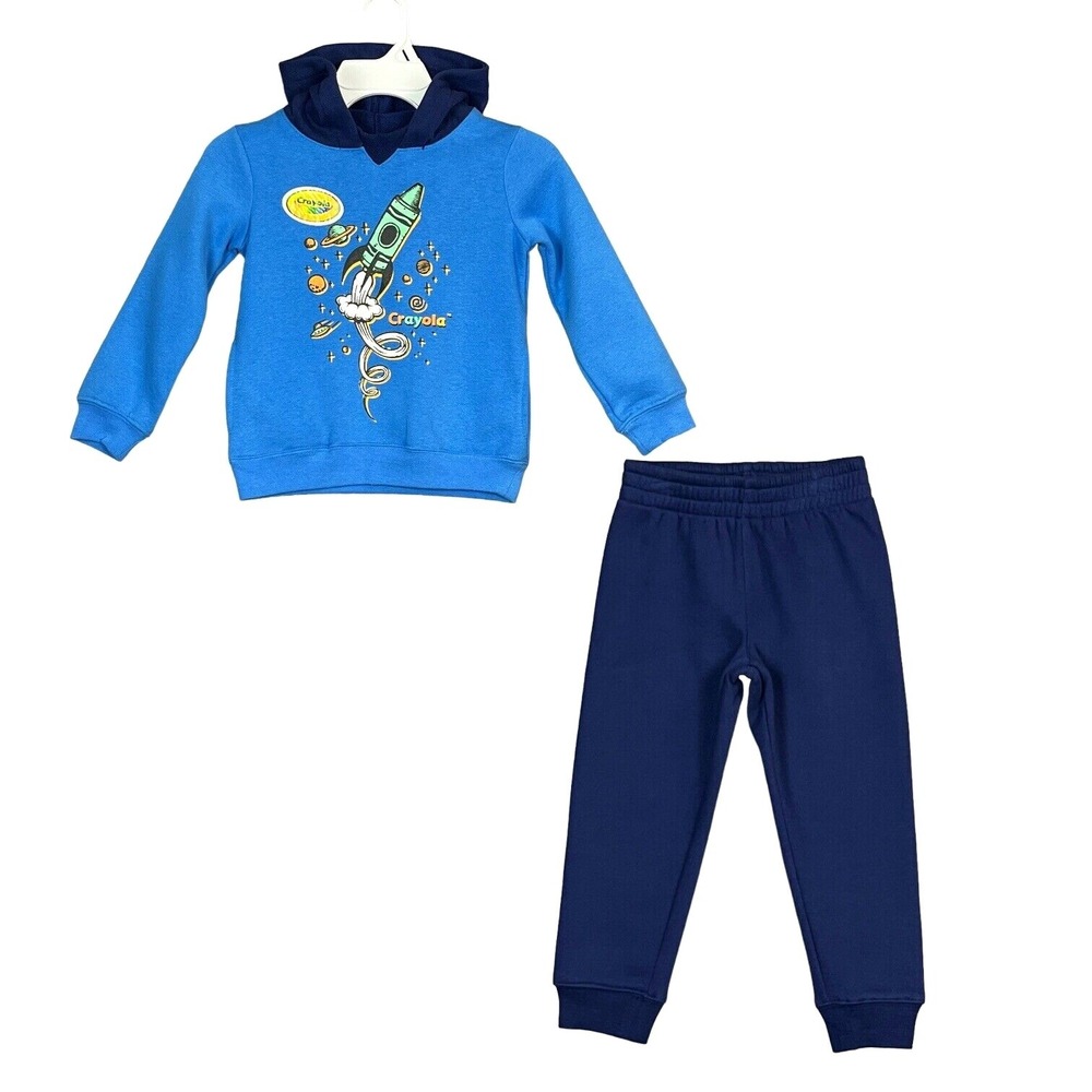 Crayola Toddler Boys Fleece Hoody-Sweatpants Outfit Set Size 3T‎ Royal Navy Blue